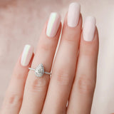 Pear Cut Halo Moissanite Engagement Ring