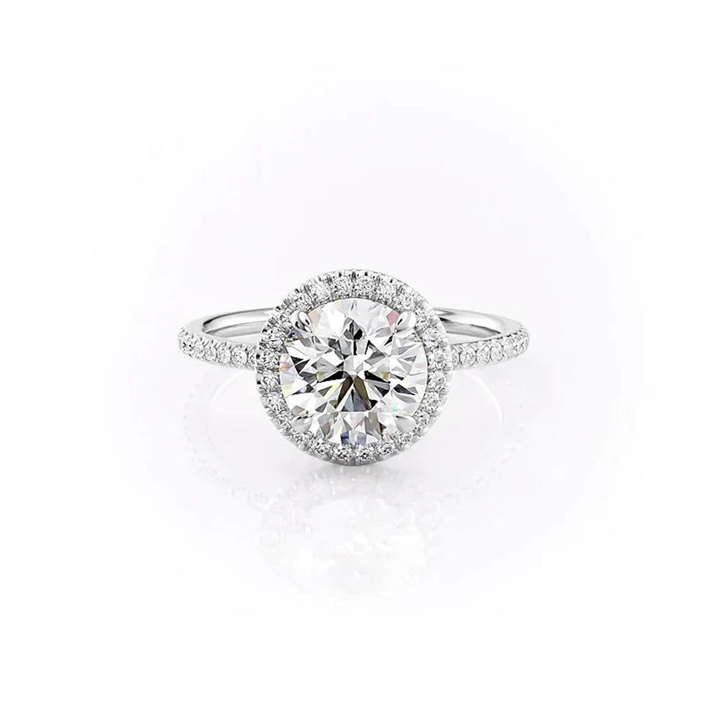 VVS1 Moissanite Round Cut Halo Engagement Ring
