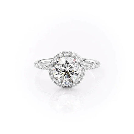 VVS1 Moissanite Round Cut Halo Engagement Ring