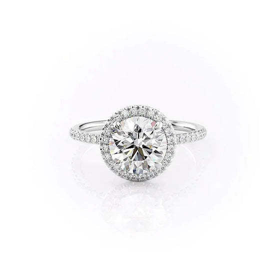 VVS1 Moissanite Round Cut Halo Engagement Ring