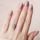 VVS1 Moissanite Round Cut Halo Engagement Ring