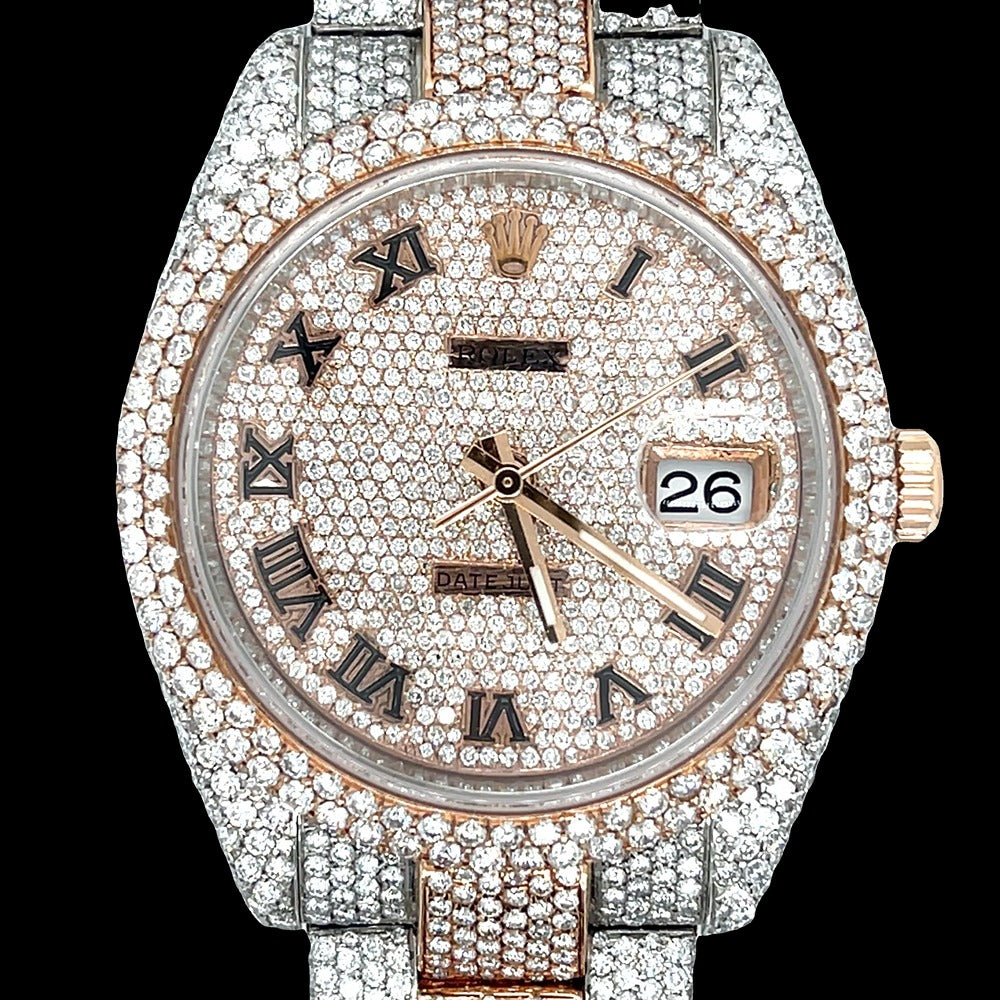 Iced Out Dual Tone Moissanite Luxury Watch For Men's