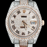 Iced Out Dual Tone Moissanite Luxury Watch For Men's