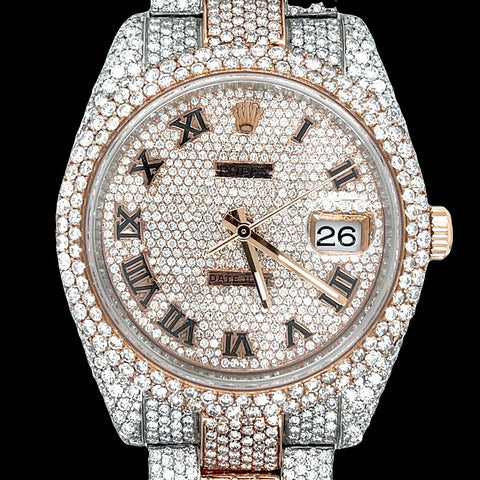 Iced Out Dual Tone Moissanite Luxury Watch For Men's