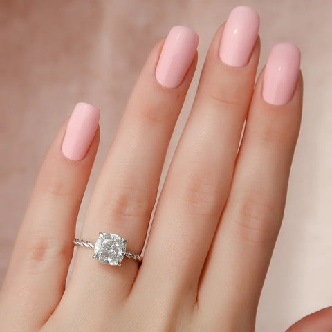 Cushion Cut Moissanite Twisted Band Engagement Ring