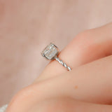 Cushion Cut Moissanite Twisted Band Engagement Ring