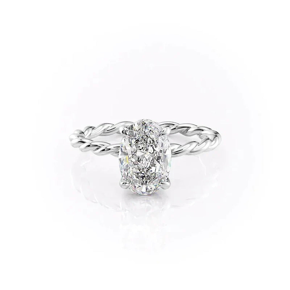 Oval Cut Moissanite Hidden Halo Unique Proposal Ring For Women
