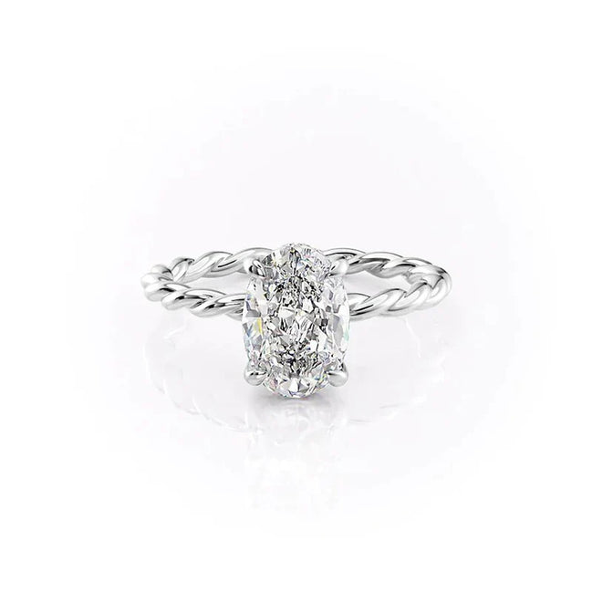 Oval Cut Moissanite Hidden Halo Unique Proposal Ring For Women
