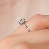 Oval Cut Moissanite Hidden Halo Unique Proposal Ring For Women
