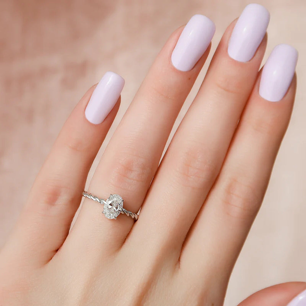 Oval Cut Moissanite Hidden Halo Unique Proposal Ring For Women