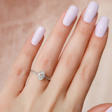 Oval Cut Moissanite Hidden Halo Unique Proposal Ring For Women