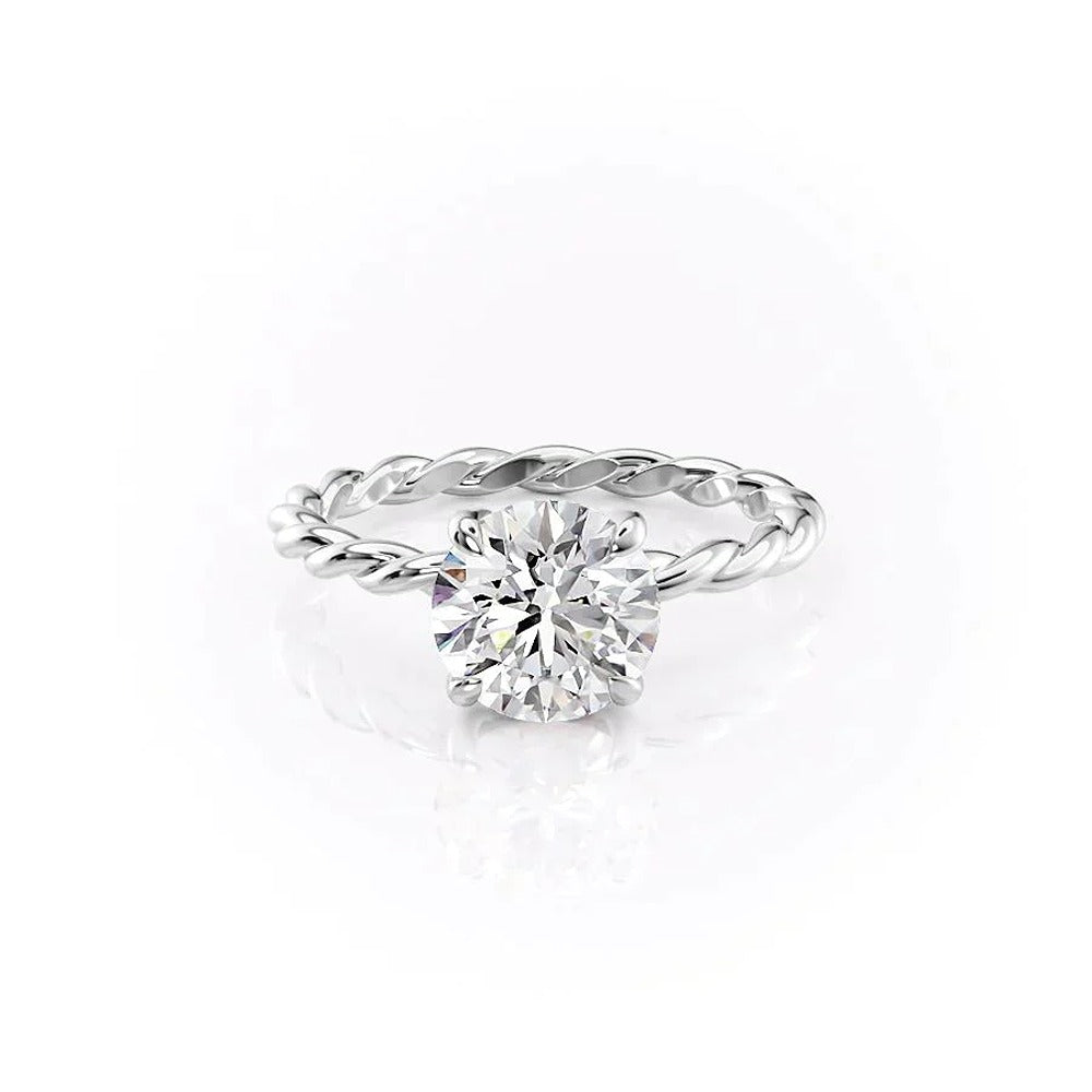 Moissanite Round Cut Twisted Shank Wedding Ring