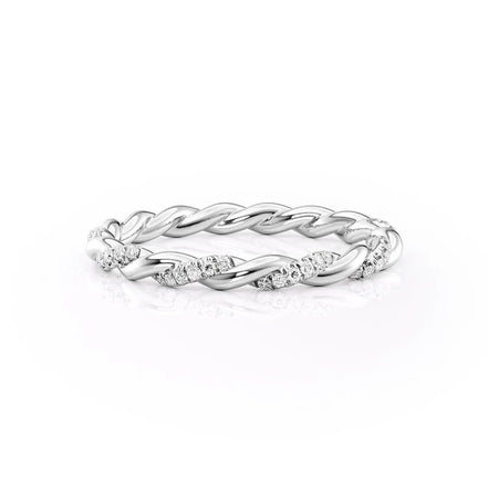 925 Sterling Silver Twisted Round Cut Moissanite Wedding Band