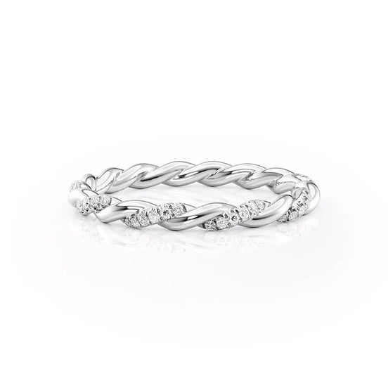 925 Sterling Silver Twisted Round Cut Moissanite Wedding Band
