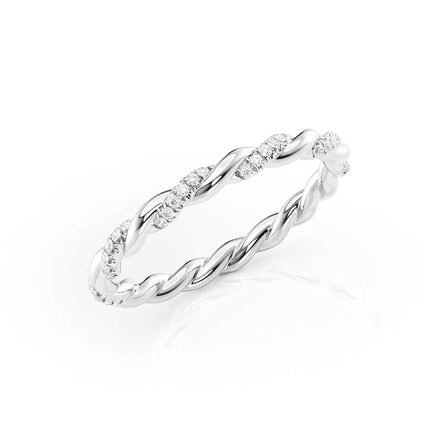 925 Sterling Silver Twisted Round Cut Moissanite Wedding Band
