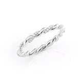 925 Sterling Silver Twisted Round Cut Moissanite Wedding Band