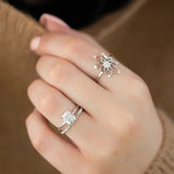925 Sterling Silver Twisted Round Cut Moissanite Wedding Band