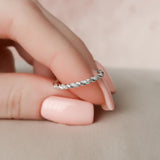 925 Sterling Silver Twisted Round Cut Moissanite Wedding Band