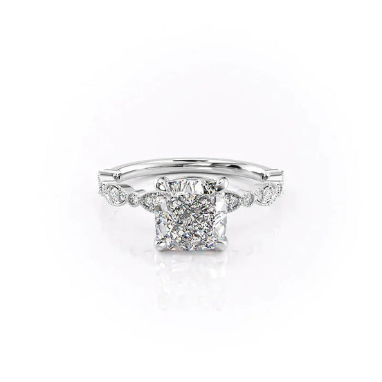 Art Deco Cushion Cut Moissanite Unique Engagement Ring