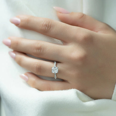 Art Deco Cushion Cut Moissanite Unique Engagement Ring