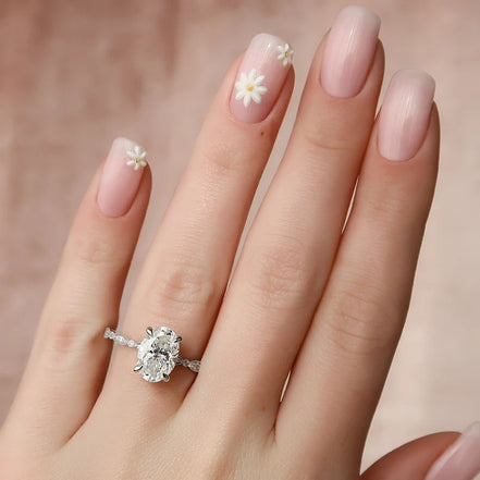 Vintage Style Oval Cut Moissanite Engagement Ring