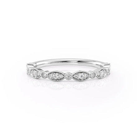 VVS1 Moissanite Diamond Round Cut Art Deco Wedding Band