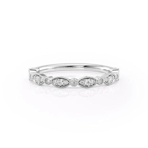 VVS1 Moissanite Diamond Round Cut Art Deco Wedding Band
