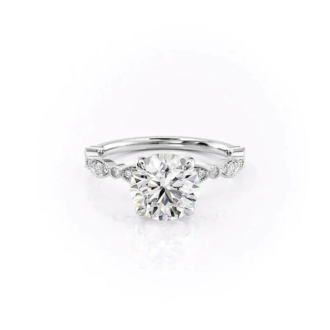 Round Cut Moissanite Side Accent Diamond Ring