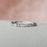 VVS1 Moissanite Diamond Round Cut Art Deco Wedding Band
