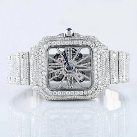 Iced Out Moissanite Skeleton Luxury Wrist Watch For Him