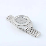 Stainless Steel  Roman Dial Day Date Moissanite Wrist Watch