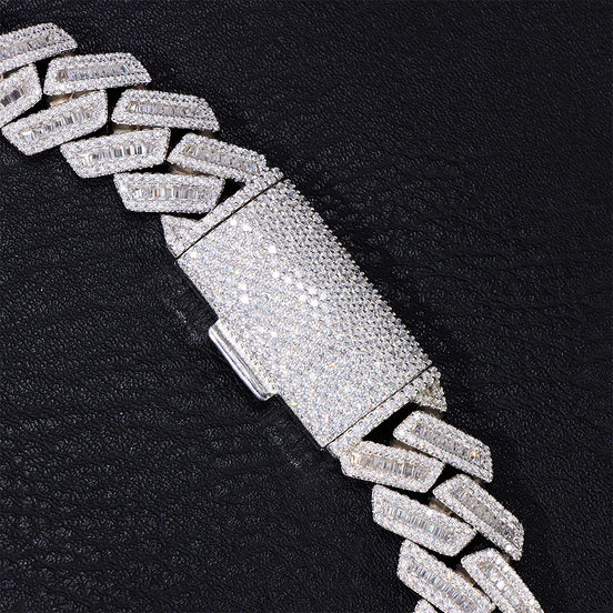 Round & Baguette Moissanite Diamond Cuban