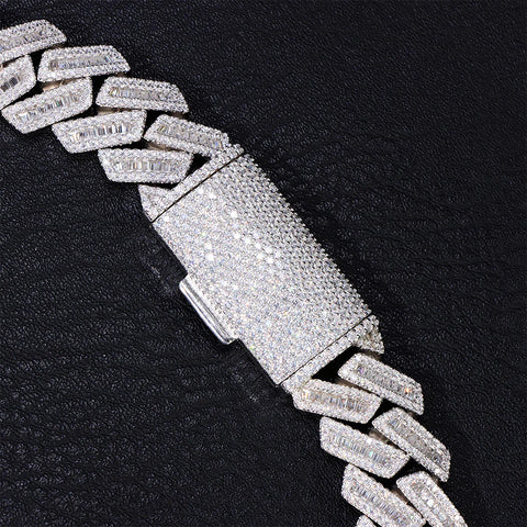 Round & Baguette Moissanite Diamond Cuban