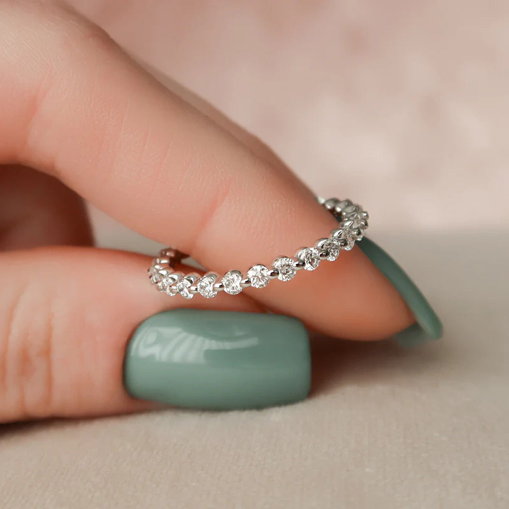 Full Eternity Round Cut Moissanite Wedding Proposal Band