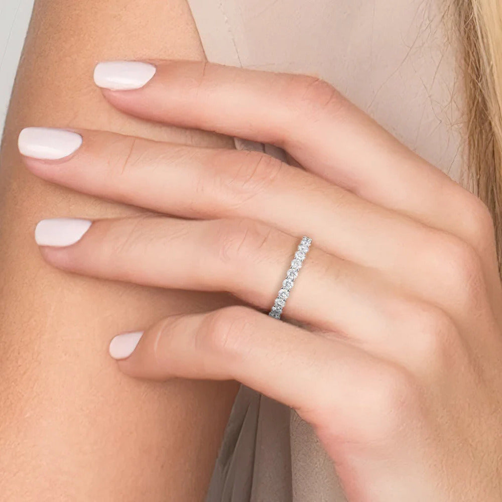 Moissanite Round Cut Eternity Wedding Band For Women