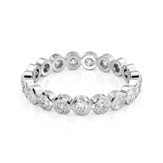Moissanite Diamond Round Cut Bezel Set Wedding Band