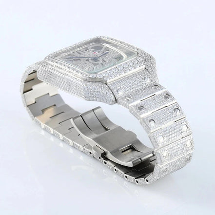 Iced Out Moissanite Skeleton Luxury Wrist Watch For Him