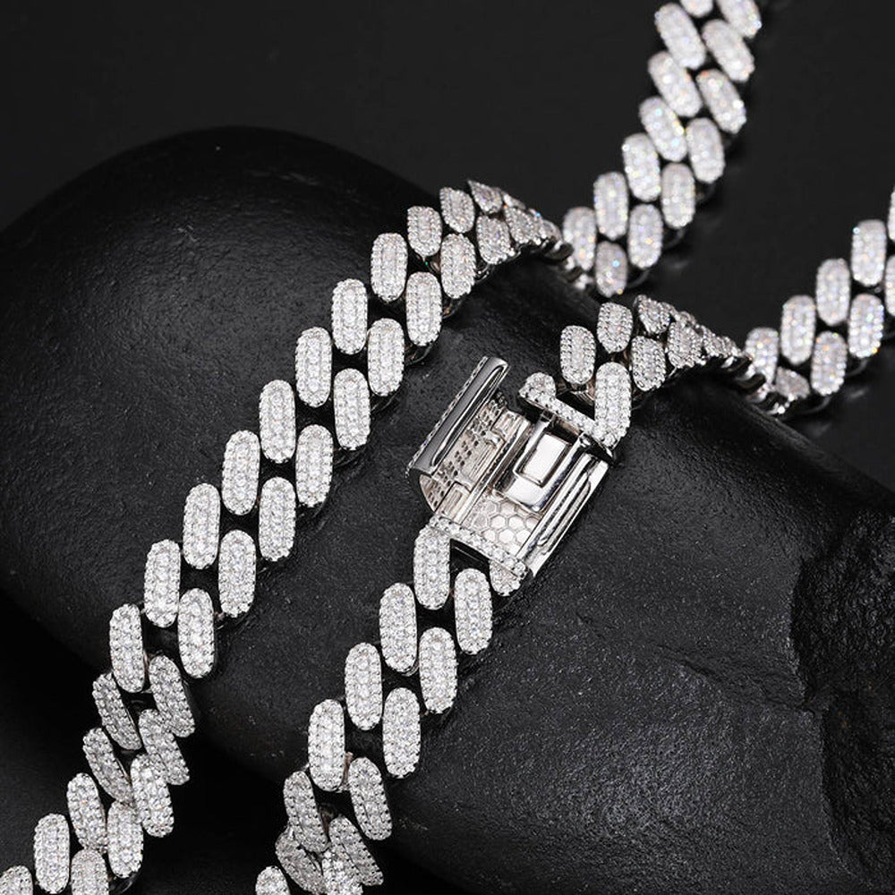 Iced Out Colorless Moissanite Cuban Link Chain