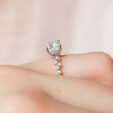 Cushion Cut Moissanite Hidden Halo Wedding Ring