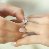 Cluster Style Oval Cut Moissnaite Hidden Accent Wedding Ring