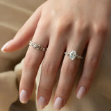 Cluster Style Oval Cut Moissnaite Hidden Accent Wedding Ring