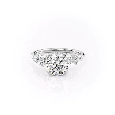 VVS1 Moissanite Round Cut Cluster Hidden Accent Ring