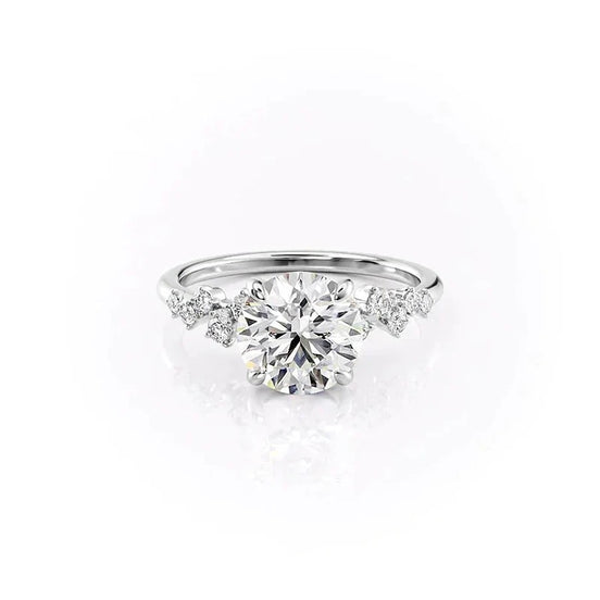VVS1 Moissanite Round Cut Cluster Hidden Accent Ring