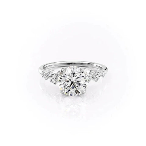 VVS1 Moissanite Round Cut Cluster Hidden Accent Ring