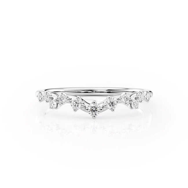 Lab Created Round Cut Chevron Style Wedding Band