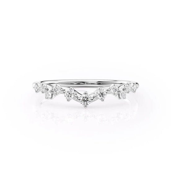 Lab Created Round Cut Chevron Style Wedding Band