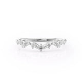 Lab Created Round Cut Chevron Style Wedding Band