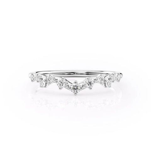 Lab Created Round Cut Chevron Style Wedding Band