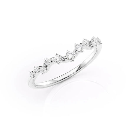 Lab Created Round Cut Chevron Style Wedding Band
