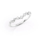 Lab Created Round Cut Chevron Style Wedding Band